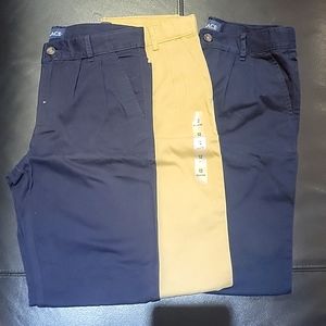 NWT, 3 pairs Uniform Khaki and navy blue pants, size 12